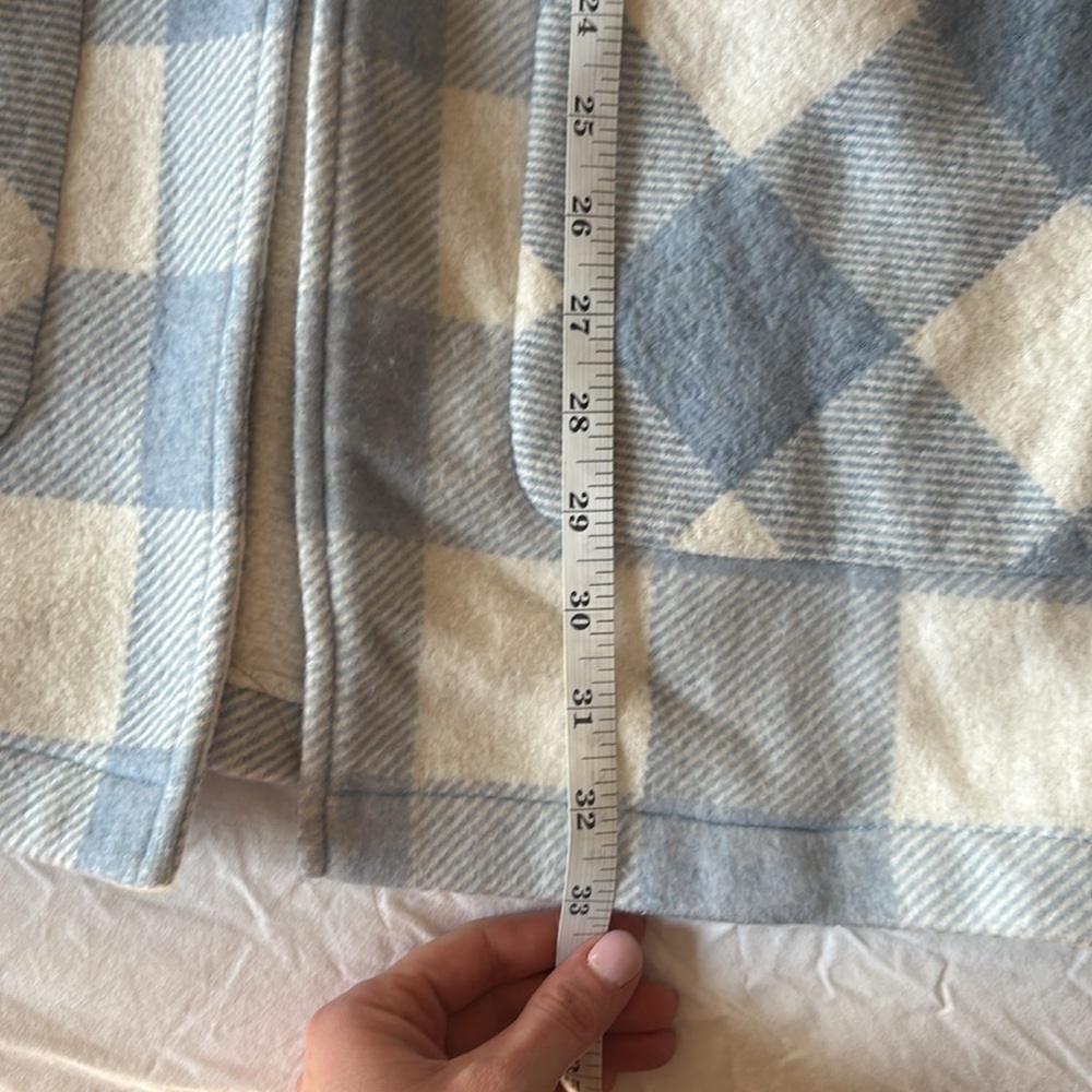 Faherty Blue Gingham Cardigan Coat - Picture 7 of 8